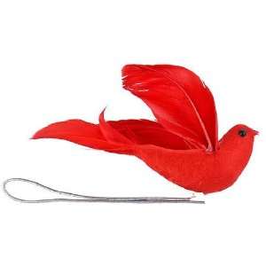  Package of 24 Tiny Bright Red Feathered Artificial Birds 