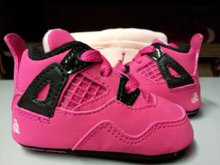 487219 601] Baby Girls Jordan 4 Retro Voltage Cherry Pink Suede Crib 