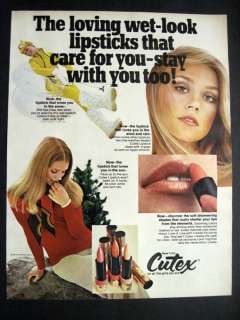 1969 Vintage Cutex Lipstick Blonde Ski Bunny 60s Ad  