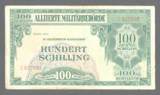 AUSTRIA * 100 Schilling 1944 VF P110a *WWII   ALLIED MILITARY  