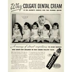  Ad Colgate Dental Toothpaste Dionne Quintuplets   Original Print Ad 
