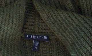 EILEEN FISHER Dark Green Alpaca Silk Cardigan Sweater PL Petite Large 