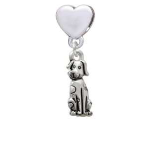 Spotted Dog European Heart Charm Dangle Bead [Jewelry]