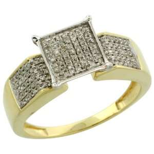 10k Gold Square Diamond Ring, w/ 0.25 Carat Brilliant Cut Diamonds, 11 