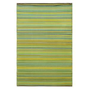  Lemon Yellow and Apple Green Cancun Outdoor Rug   5 x 8 