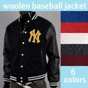 retro classic baseball varsity letterman college bomber wool leather 