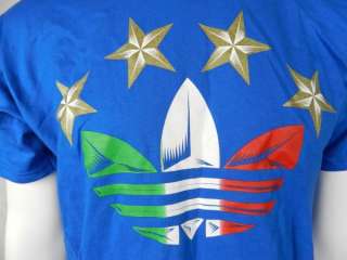 ADIDAS ITALY WORLD CUP SOCCER NEW Mens Royal Blue Shirt Size S M L 