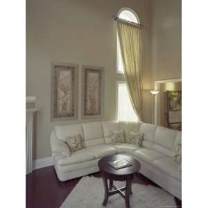  Living Room with White Leather Sofa Premium Photographic 