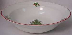 CUTHBERTSON china AMERICAN CHRISTMAS TREE Red Trim Round Serving Bowl 