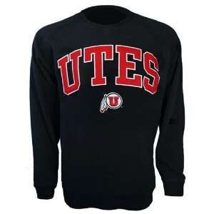  Utah Utes Sueded Mascot Icon Crewneck Sweatshirt (Black 
