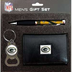 Green Bay Packers TriFold Wallet with Pen & Keychain Gift Set:  