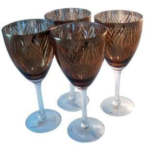  Zebra Gold Foil Wine Glasses
