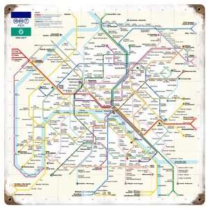 Paris Metro Train Map   Metal Sign 