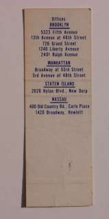 1960s Matchbook Anchor Bank Staten Island New Dorp NY  