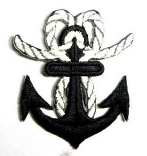 BLACK ANCHOR NAVY MARINE IRON ON PATCH EMBROIDERED I086  