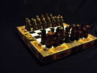 Deluxe Large Inca Spain Wood Chess Board Set with Wooden Pieces  