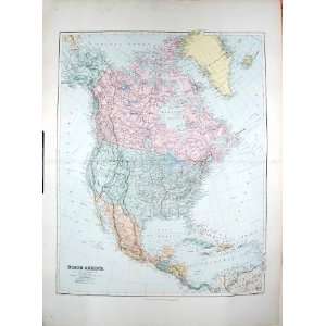  STANFORD MAP 1904 NORTH AMERICA CANADA GREENLAND
