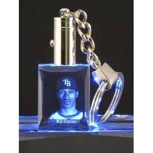 UPTON Tampa Bay Rays Mini Block Laser Etched LED CRYSTAL KEYCHAIN 