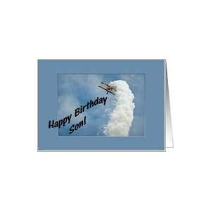    Happy Birthday Son Airplane Flying Upside Down Card: Toys & Games