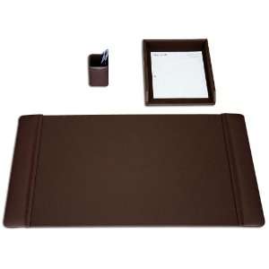  Executive Desk Set, 3 piece Chocolate Brown Leather 