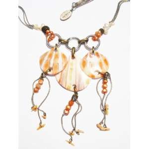   Collection Three Pacific Lions Paw shells necklace with dangles