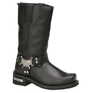  Harness Leather Womens Motorcycle Boots (Size 7C, Black) Automotive