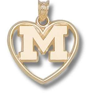  University of Michigan M Polished Heart Pendant (Gold 