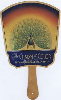 Putnam Dyes and Tint Advertising Fan, with Peacock  
