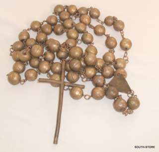 RARE LARGE ANTIQUE METAL WALL ROSARY. I HAVE A GREAT ROSARIES 
