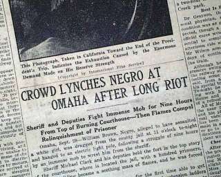 OMAHA NE Race Riot NEGRO Lynching Burnt William Brown 1919 Newspaper 