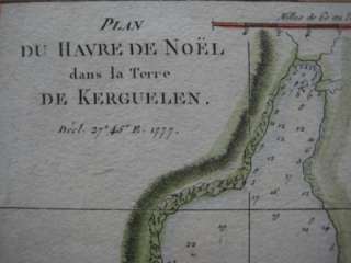 copperplate engraved hand colored antique map of the Kerguelen Islands 