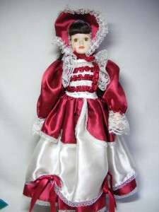18 Victorian Porcelain Doll Party Dress Red Satin & Lace FREE 