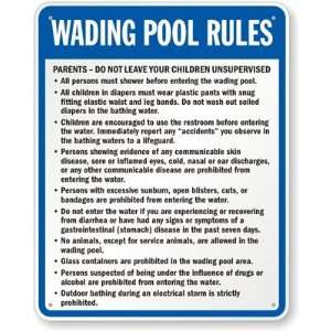  Wading Pool Rules High Intensity Grade Sign, 30 x 24 