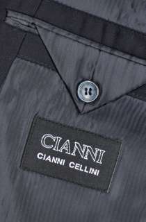 44R Cianni Cellini Navy Blue Three Btn Microfiber Suit  