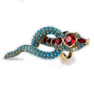  Kenneth Jay Lane Turquoise and Ruby Snake Ring Kenneth Jay 
