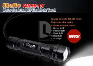 UltraFire 1000LM CREE T6 XML LED WF 501B 5 Mode Flashlight DC923