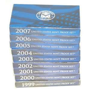  COMPLETE US MINT PROOF SETS W/ STATE QUARTERS 1999 2007 