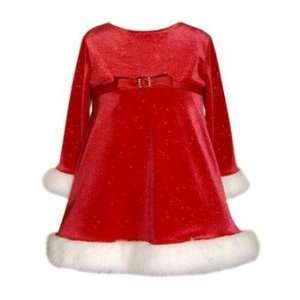  Red Velour Sparkle Dress with White Fur Trim (3 6 month 