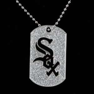  Chicago White Sox Ladies Glitter Dog Tag Necklace Sports 