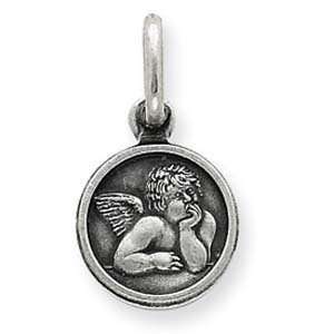  Sterling Silver Angel in Circle Charm Jewelry