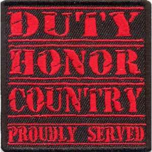 DUTY HONOR COUNTRY RED MILITARY VET Embroidered NEW Motorcycle Biker 