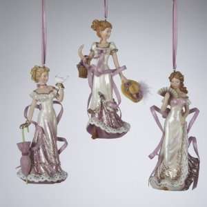 Club Pack of 12 Victorian Plum Bourgeois Lady Christmas Ornaments 4.75 