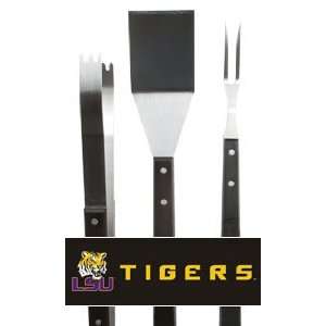  3 Piece NCAA LSU Tigers BBQ Grilling Accessory Tool Kit 