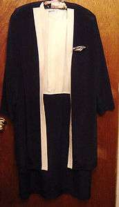 Two Piece Dress & Jacket by Leslie Fay Collections (Navy Blue & White 