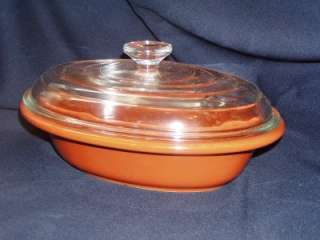 Henn Pottery PUMPKIN ORANGE JEWELWARE 12 Oval Bowl with Lid Fall 