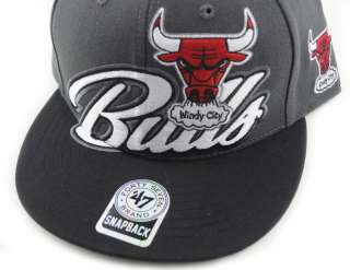   47 Brand SnapBack Cap Charcoal Black NBA Chicago Wind City Hat BABA