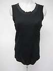   Wool Knit Sleeveless Pleated Grosgrain Trim Sweater Shell Sz L 2004