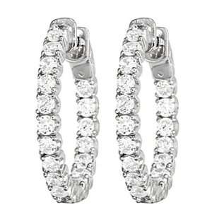  14kt White Gold Inside Out Sur Lok Diamond Hoop Earrings 1 