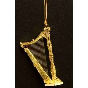  3.5 Inch Harp Christmas Tree Ornament   Brass