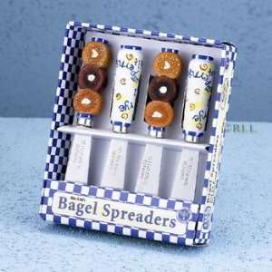 Bagel Party Handpainted Bagel Spreaders with Stainless Steel Blades 